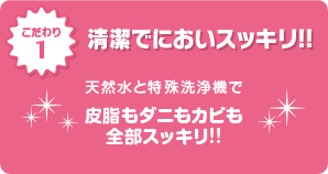 清潔でにおいスッキリ!! 天然水とお布団専用の特殊洗浄機で皮脂もダニもカビも全部スッキリ!!