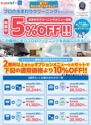 お掃除２箇所以上で１０％OFFキャンペーン！のチラシ