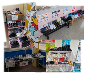 ファボーレ店「リサイクルキャンペーン」のリユーススニーカー販売中のチラシ